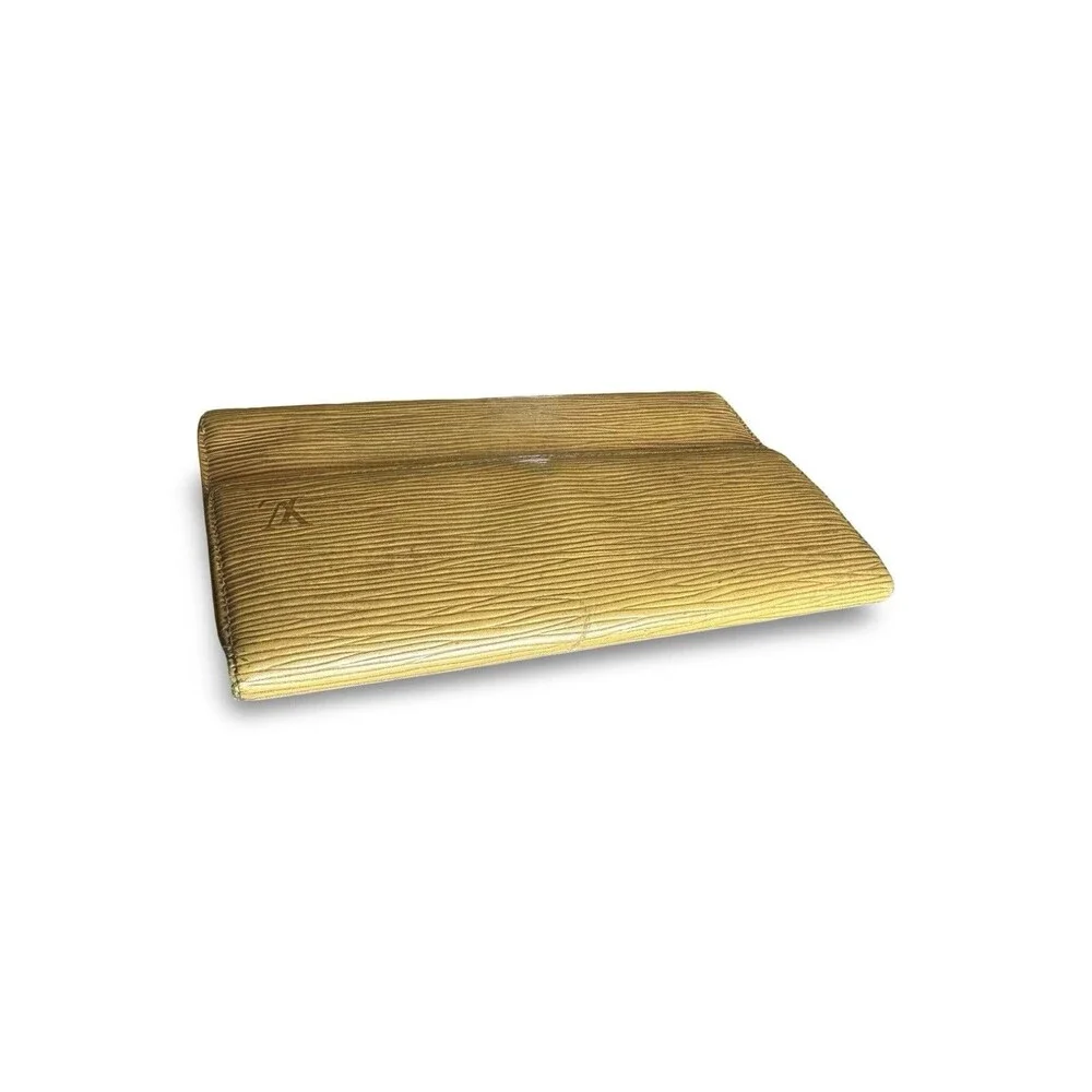 LOUIS VUITTON Clean✨Epi Porte Tresor  Snap Wallet in Yellow-Purple 💛 💜LV